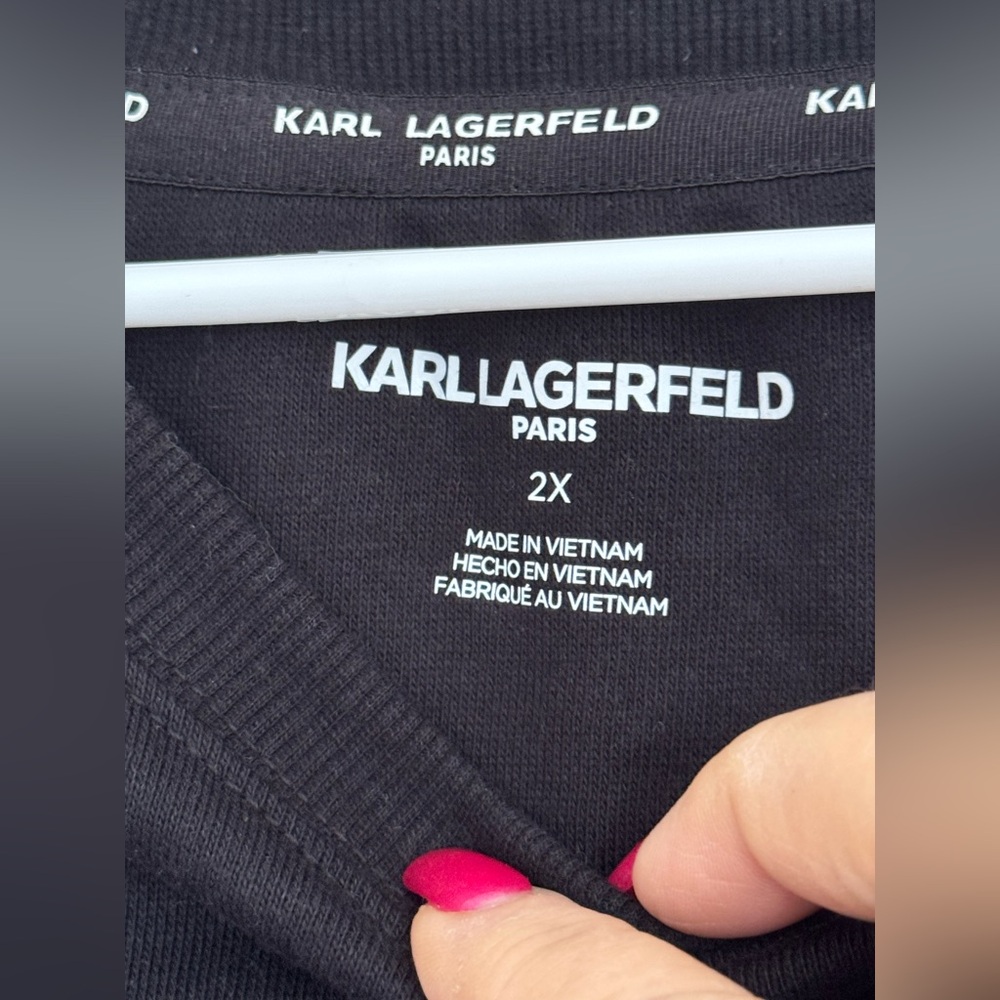 Karl Lagerfeld Black Sweatshirt with Silver Paris Eiffel Tower Women Size 2X NWT - Picture 11 of 12